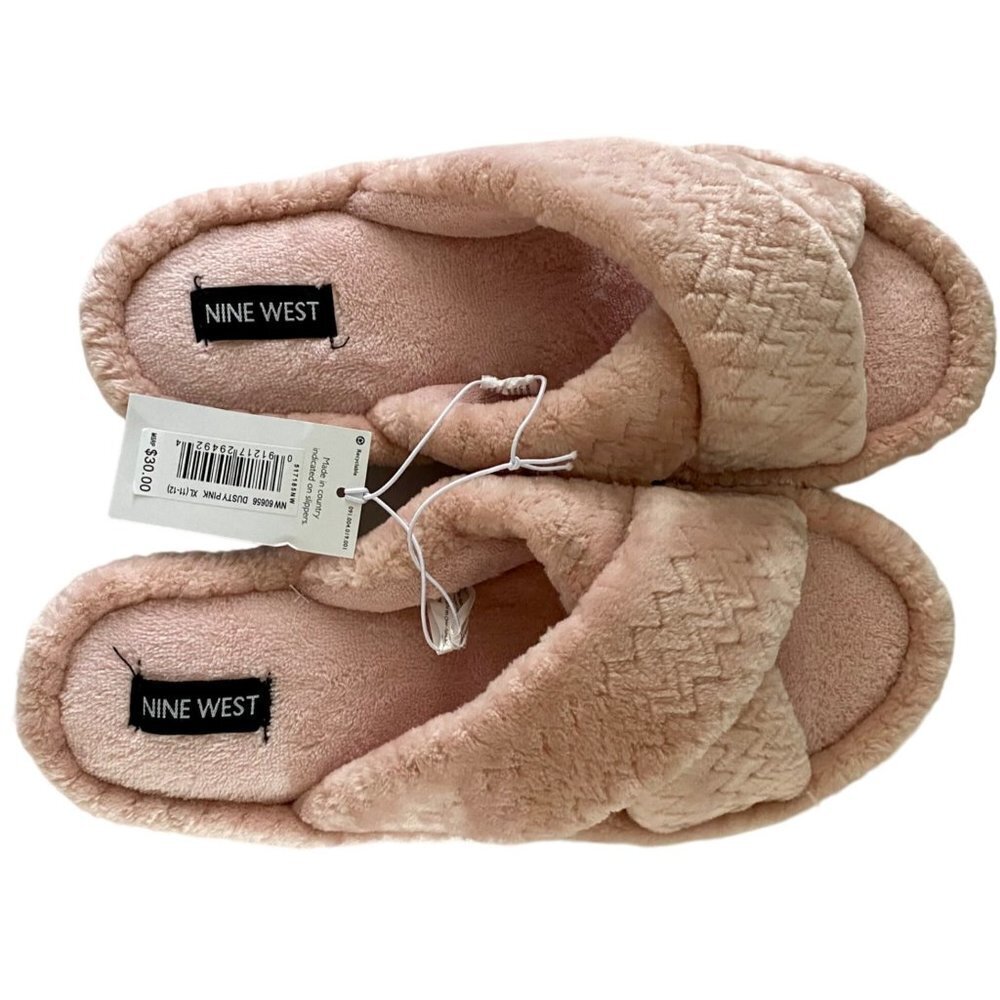 Nine West Cross Band Premium Slippers Open Toe House Slides Women's XL NEW